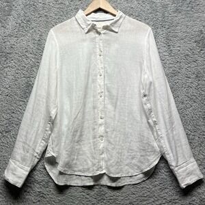 J.Crew Baird McNutt Irish Linen Slim Fit Button Up White Womens 10 Luxury Beach